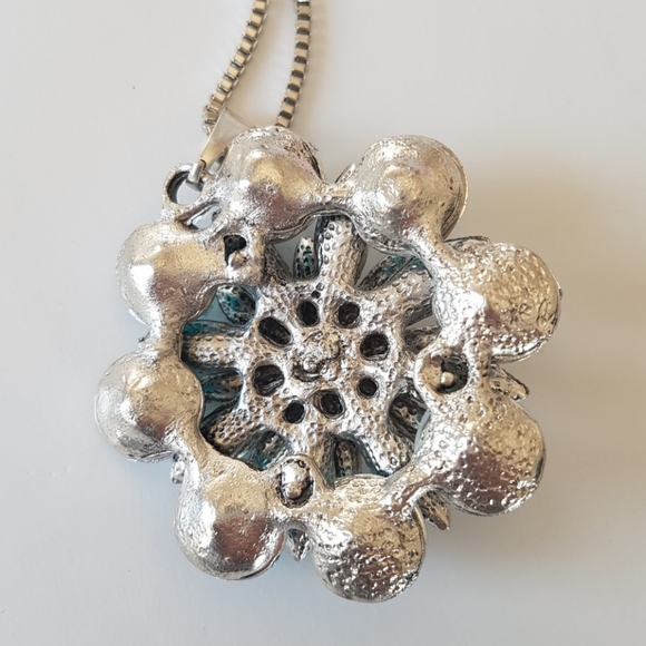 Betsey Johnson Style Necklace Blue Crystal Pendant Chain - Picture 6 of 8